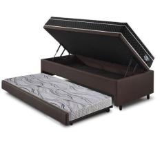 Imagem de Bicama Box Baú Solteiro 88X188 Bege Com Colchão Gransleep Ecoflex Mola
