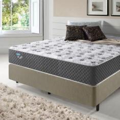 Imagem de Cama Box Casal Linho Bege + Colchão Casal Quatro Estações Molas Superl