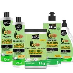 Imagem de Kit Cachos Ondulados Com Creme de Pentear e Máscara 1kg - Sallon Linda