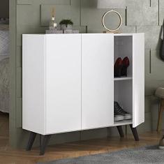 Imagem de Sapateira Retrô 3 Portas Nina Multimóveis Mp6018 Branca/preta