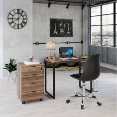 Imagem de Conjunto Home Office 2 Peças Com 1 Escrivaninha E 1 Gaveteiro 4 Gavetas Kuadra Compace Nogal