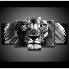Imagem de Quadro Decorativo 129x63 Sala Escritório Leão Luxo - P 1