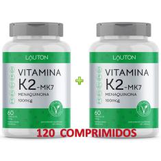 Imagem de VITAMINA K2-MK7 - 100 mcg – MENAQUINONA - LAUTON NUTRITION – 120 COMPRIMIDOS – 100% VEGANA