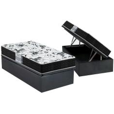 Imagem de Cama Box Baú Solteiro: Colchão Espuma Probel D28 / ep ProDormir Advanced Tech1000 + Base crc Suede Gray(88x188)