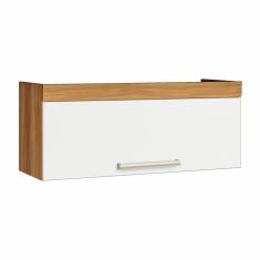 Imagem de Armario De Cozinha Aéreo 80cm 1 Porta Basculante Burguesa Premuim Nesher Móveis Freijó-branco