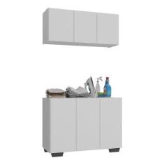 Imagem de Conjunto Lavanderia Multiuso Armário Aéreo E Balcão 3 Portas Multimóve