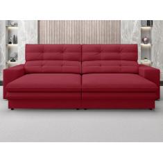 Imagem de Sofá Pegasus 2,50M Assento Retrátil E Reclinável Velosuede Vermelho - Netsofas