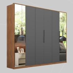 Imagem de Guarda-roupas Casal Com Espelhos 6 Portas Multimóveis Cr35229 Amêndola grafito