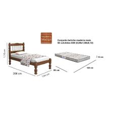 Imagem de Cama Solteiro Torneada madeira com 01 colchão (88x188x12) gazin d20