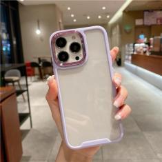 Imagem de Capa de telefone transparente com moldura de silicone Candy Color para iPhone 13 12 11 Pro Max XR 15 14 Plus XS Max Capa dura de proteção de câmera de metal, T3, para iPhone 11 Pro
