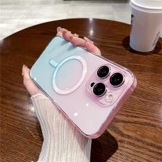 Imagem de Capa de carregamento sem fio com padrão gradiente de luxo para iPhone 11 12 13 14 Pro Max Plus Capa magnética transparente e macia, verde, para iPhone 14