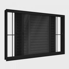 Imagem de Janela de Alumínio de Correr 100x120cm 3 Folhas com Grade Lucasa Alumínios