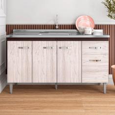 Imagem de Balcão De Cozinha Para Pia Gabriela 150cm 4 Portas 1 Gaveta Sem Tampo