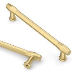 Imagem de Asidrama Pacote com 10 puxadores de armário de cozinha dourados escovados de 128 mm, puxadores de armário de cozinha para puxadores de gaveta de armário