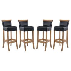 Imagem de Kit 4 Banquetas Alta Encosto Estofada 36 x 100 Cm Diamantina Madeira Maciça Mel Facto Preto