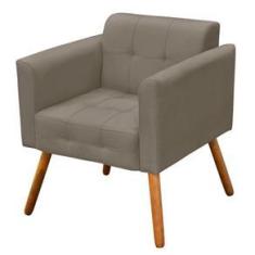 Imagem de Kit 02 Poltronas Elisa Suede Marrom Rato Pés Palito D´rossi