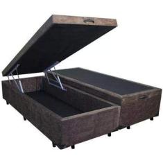 Imagem de Cama Box Com Baú Bipartido Casal Suede Marrom (Blindado) - Real Comfor