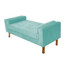 Imagem de Recamier Baú Félix King 195cm Suede Azul Tiffany Doce Sonho