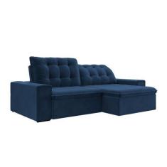 Imagem de Sofá Retrátil 294 Cm Sala De Estar Gabi Suede Azul Marinho G52 - Gran