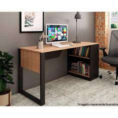 Imagem de Mesa Notebook Escritório ME4182 160cm Amêndoa/Preto - Tecno Mobili