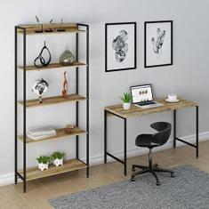 Imagem de Conjunto Home Office Industrial 2 Peças Escrivaninha com Estante Active