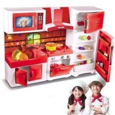 Imagem de Cozinha Infantil Completa Geladeira Fogao 85cm Rosa Som Água - Lua de 