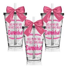 Imagem de 3 Copos Convite Twister com Laço Personalizados para Daminha
