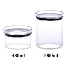 Imagem de 2 Potes Herméticos Redondo 480ml e 1000ml para armazenamento de alimentos