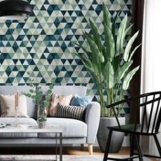 Imagem de Papel De Parede Adesivo Geométrico Verde N06178 0,58X3,00M