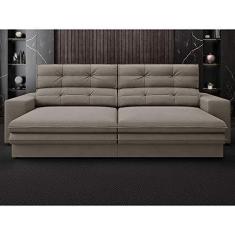 Imagem de Sofá Pegasus 2,50m Assento Retrátil e Reclinável Velosuede Bege - Netsofas