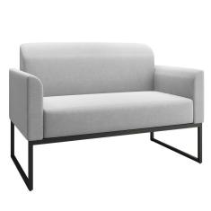 Imagem de Namoradeira Marisa Linho Cinza Base Metálica Preto D'rossi