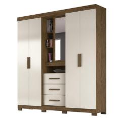 Imagem de Guarda Roupa 5 Portas com Espelho Eldorado Castanho Wood Baunilha 907391 Moval