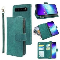 Imagem de Capa carteira compatível com Samsung Galaxy S10 5G e porta-cartão de crédito de couro vintage premium com suporte para celular acessórios fólio bolsa para celular Glaxay S105G Galaxies S 10 G5