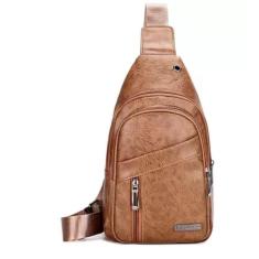 Imagem de Bolsa Transversal Masculina Couro Ombro Peito Nova Pochete-Unissex
