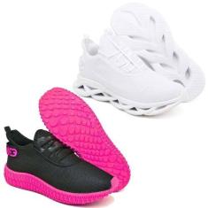 Imagem de Kit 2 Tênis Feminino Evoltenn Easy Modelos Diferentes Branco/Rosa, Bra