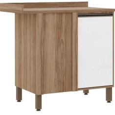 Imagem de Balcão Cozinha 95cm Canto Reto 1 Porta Branco Laca Mel Luciane Móveis