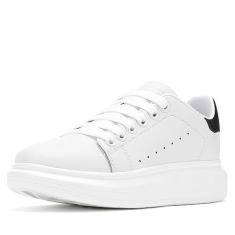 Imagem de NewEndostar Tênis feminino moderno, com aumento de altura de vibração, leve, confortável, casual, skate, Branco|preto, 40