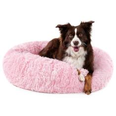 Imagem de PetAmi Cama média calmante para cães e filhotes, cama redonda lavável para animais de estimação para gatos e gatinhos, cama para cães antiansiedade, cama circular de pelúcia fofa, para donuts, cabe