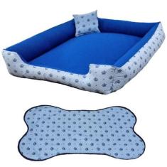 Imagem de Cama Para Cachorro Grande Cama Para Pet Cama Retangular  Azul Coroinha