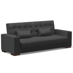 Imagem de Sofá Cama Decorativo 210cm Beesley Pu Preto Fosco G19 - Gran Belo