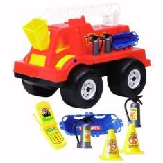 Imagem de Caminhão Bombeiro Resgate Brinquedo 40cm Grande Com Escada - Toys