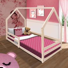 Imagem de Mini Cama Infantil Montessori Em Madeira Maciça Naturale Com Colchão Bella Shop Jm