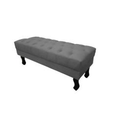Imagem de Recamier Luis Xv Capitonê Retrô 100cm Suede Cinza Pés Madeira Ms Decor