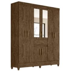 Imagem de Guarda Roupa Casal Portugal Com Espelho 8 Portas Castanho Wood Moval