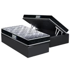Imagem de Cama Box Baú Solteiro: Colchão D33Prodormir Tech1500 Double Face + Base Crc Suede Gray