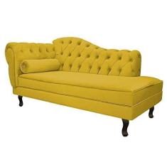 Imagem de Recamier Diana 160cm Lado Direito Suede Amarelo - Doce Sonho Móveis