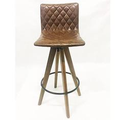 Imagem de Banqueta Decorativa Karina Matelassê Marrom Base Madeira Maciça Giratória - Poltronas do Sul