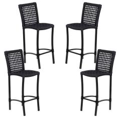 Imagem de 4 Banqueta Cannes Em Alumínio E Corda Náutica Preto