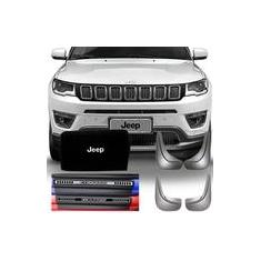 Imagem de Kit Jeep Compass 2017 18 19 Soleira Resinada Premium Com Flap Lameira Apara Barro E Bolsa Organizadora De Porta Mala