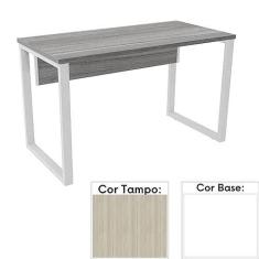 Imagem de Mesa de Escritório Pé Tubular Pe25 em Mdp 90 x 60 cm Cor Nogueira Casablanca e Base Branca